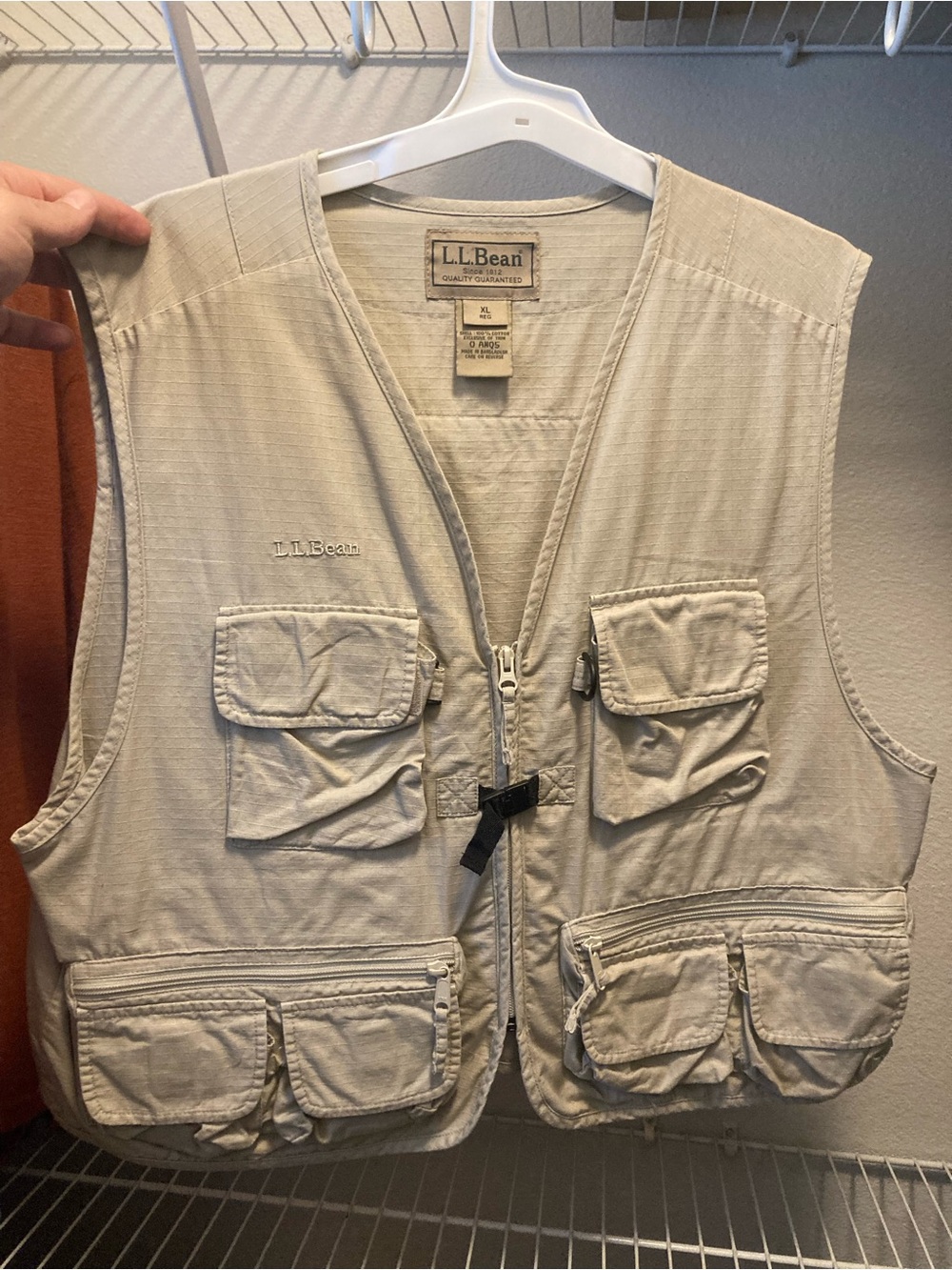 L.L. Bean Khaki Multi-Pocket Outdoor Utility Vest